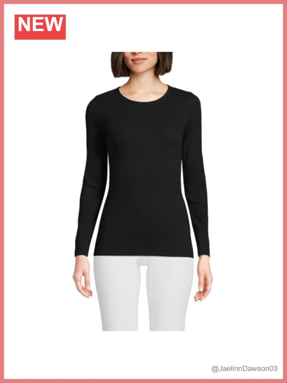 Lands' End Cotton Rib Knit Long Sleeve Crewneck Tee